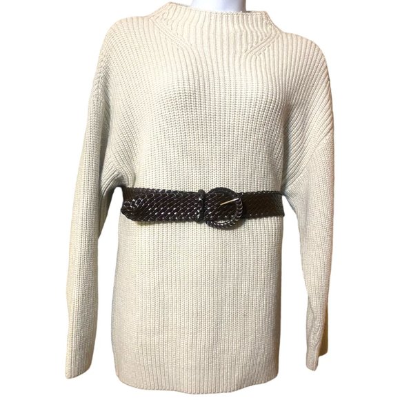 ZARA Creamy Tan Oversized Chunky Knit High Collared Sweater / Dress | XL - Picture 8 of 9